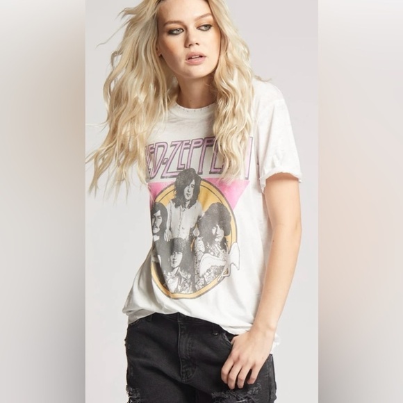 Recycled Karma Led Zeppelin Graphic Band distressed Tee shirt small - Picture 5 of 12